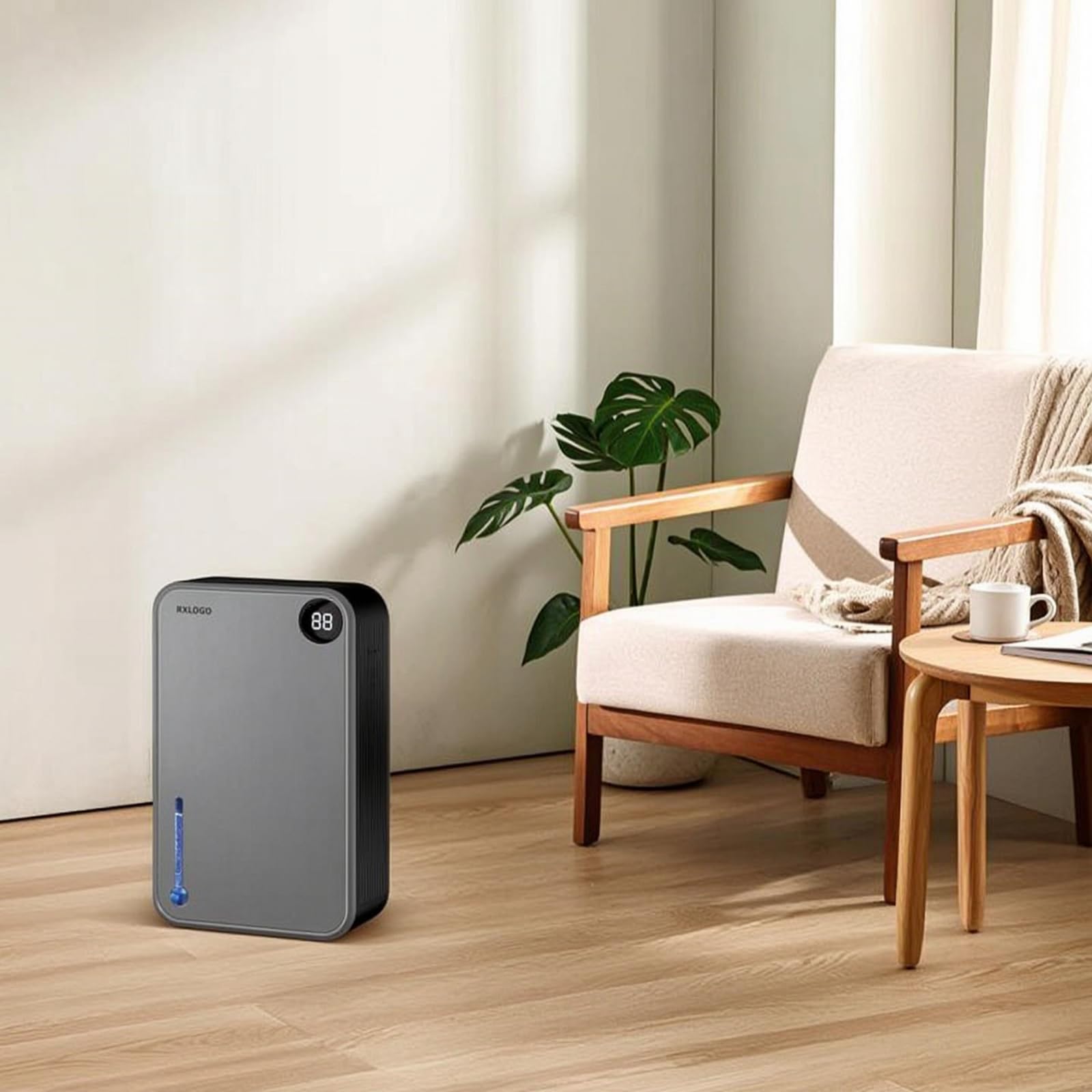 Deumidificatore Elettrico Compatto Deumidificatore con Serbatoio Automatico Elettrodomestico per Bagno, Bianco