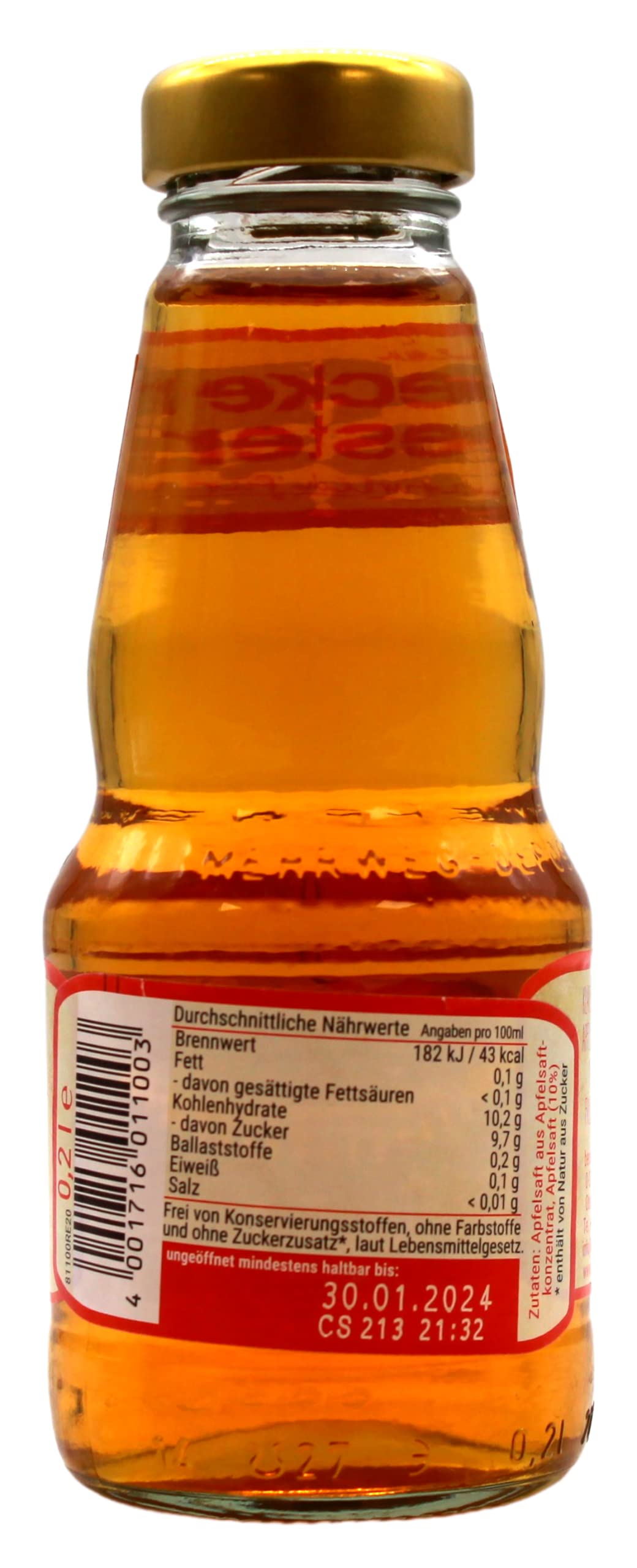 beckers bester Klarer Apfel Apfelsaft, 12er Pack (12 x 0.2 l) MEHRWEG