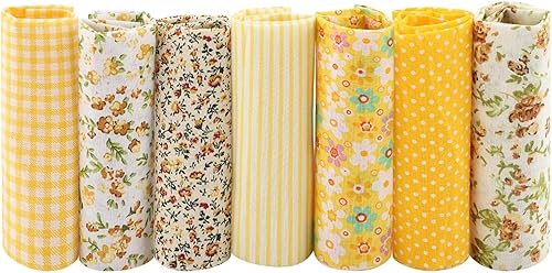 MONEYN Paños de retazos de costura, tela de algodón de bricolaje, 7 piezas de tela para coser, tela de algodón cuadrada precortada de 19.7 x 19.7in,