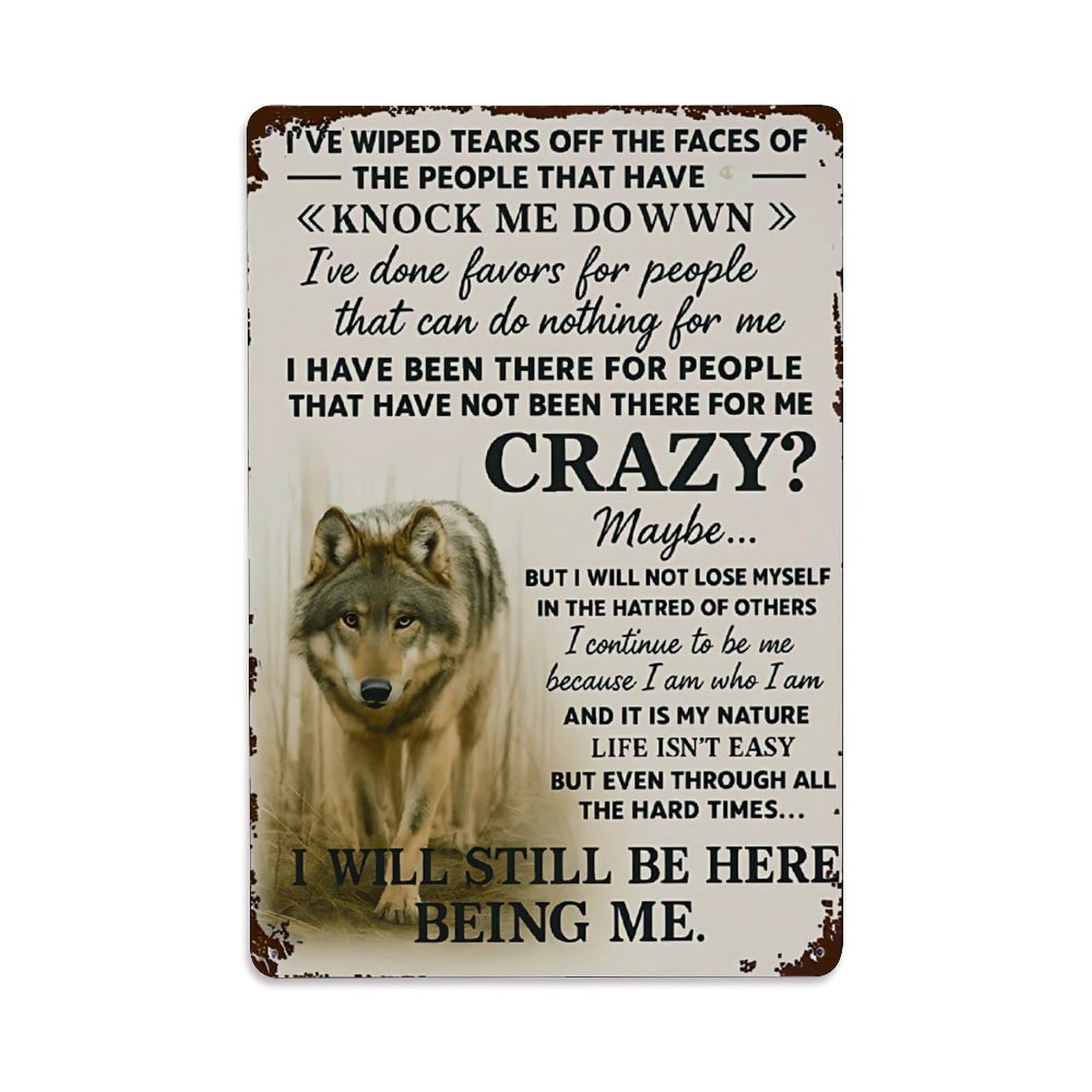 Ldfuieksufg Style Wolf Inspirational Vintage Metal Sign Vintage Aluminium Metal Sign, Retro Wall Decor For Home, Bar, Garage & Farmhouse 30X20cm