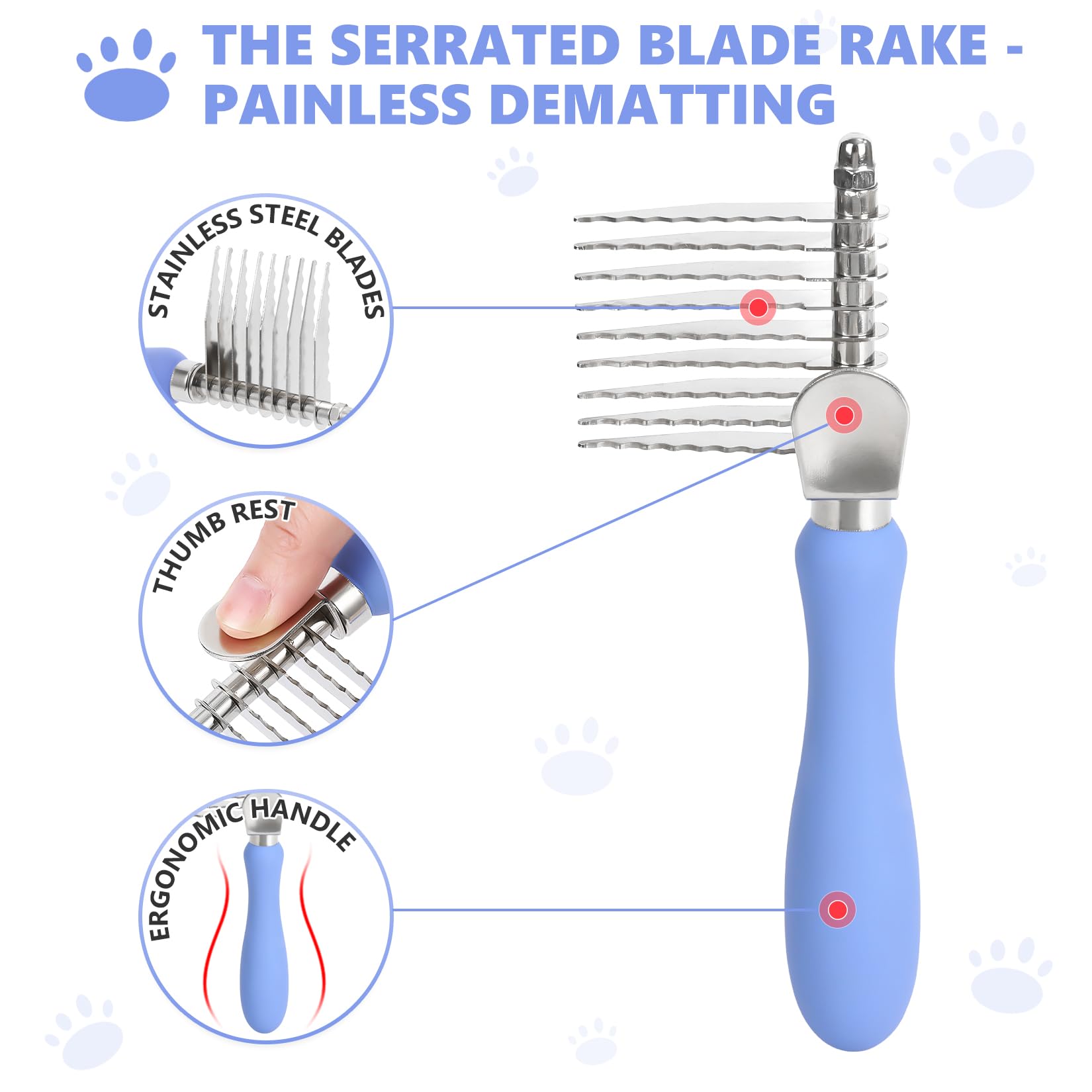 Peine desenredante para garabatos de caniche Goldendoodle, rastrillo de desenredar y desenredar, herramienta de peine de doble cara para perros y gatos de pelo largo y rizado, kit de cepillo de aseo