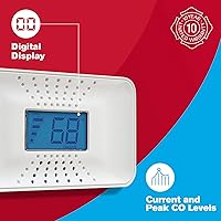 Vista 3 de First Alert - Detector de monóxido de carbono CO710 con batería de 10 años y pantalla digital de temperatura, color blanco