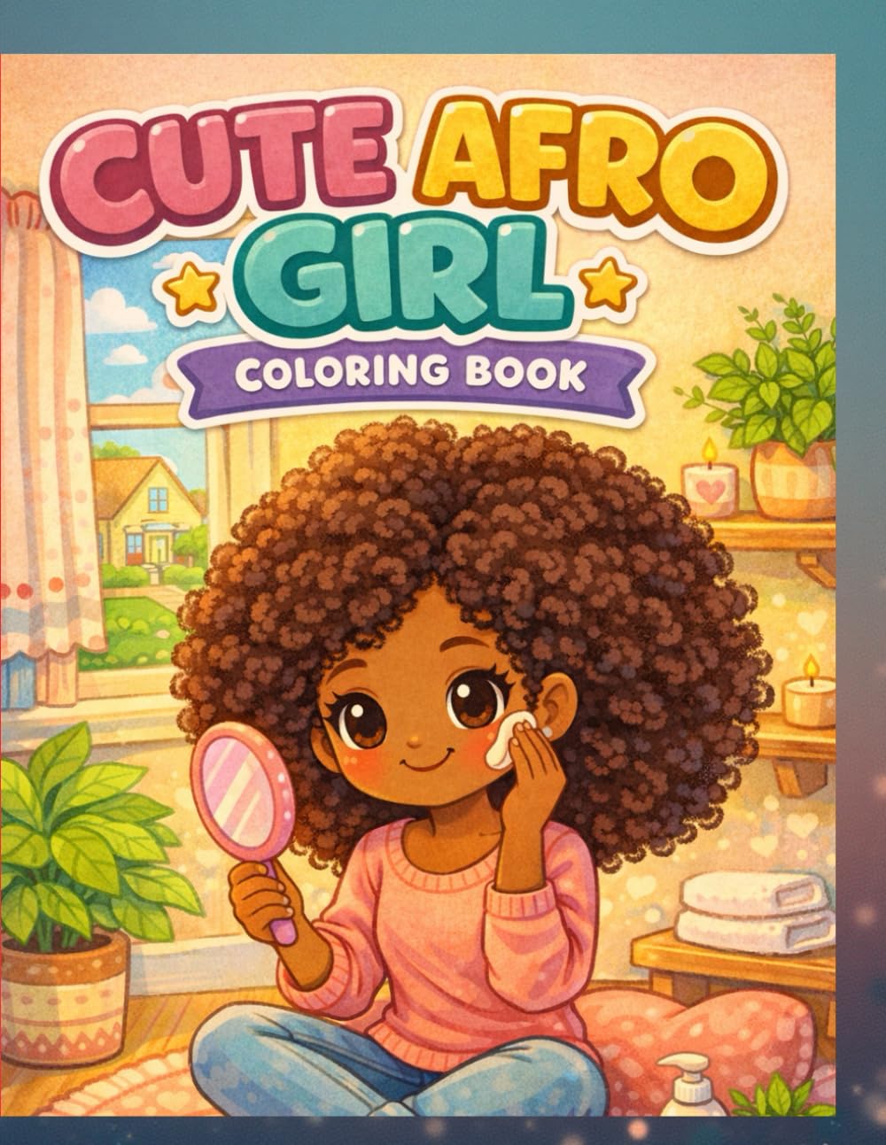 CUTE AFRO GIRL COLORING BOOK: A Positive Coloring Book Celebrating Natural Beauty