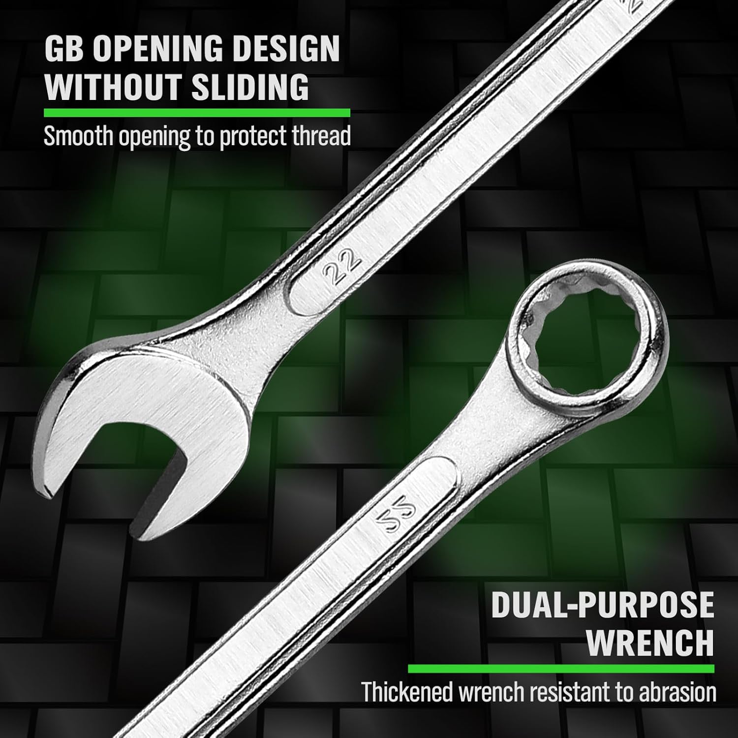 30-Piece Combination Wrench Set, Metric (6mm-24mm) & SAE (1''-1/4"), Standard Spanner Wrench Set, Mechanic Tool Sets with Rolling Pouch, Open End Wrenches for Household, Garage, Workshop, Auto Repairs - Image 7