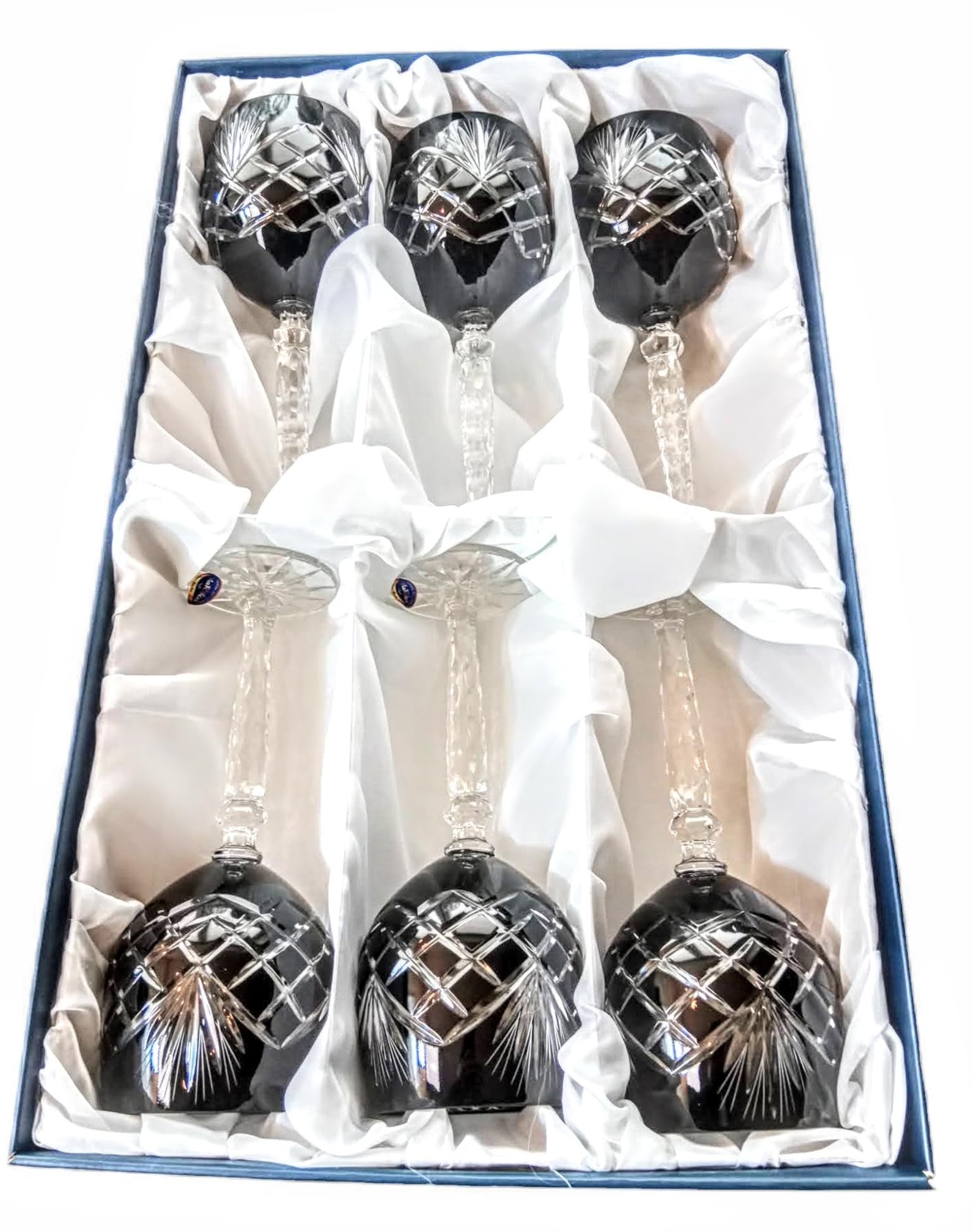 MaRika Kristall Weingläser Set – 280 ml, schwarz, handgefertigt – 6er Set Weingläser, perfekt für Rotwein und Weißwein, Geschenkidee