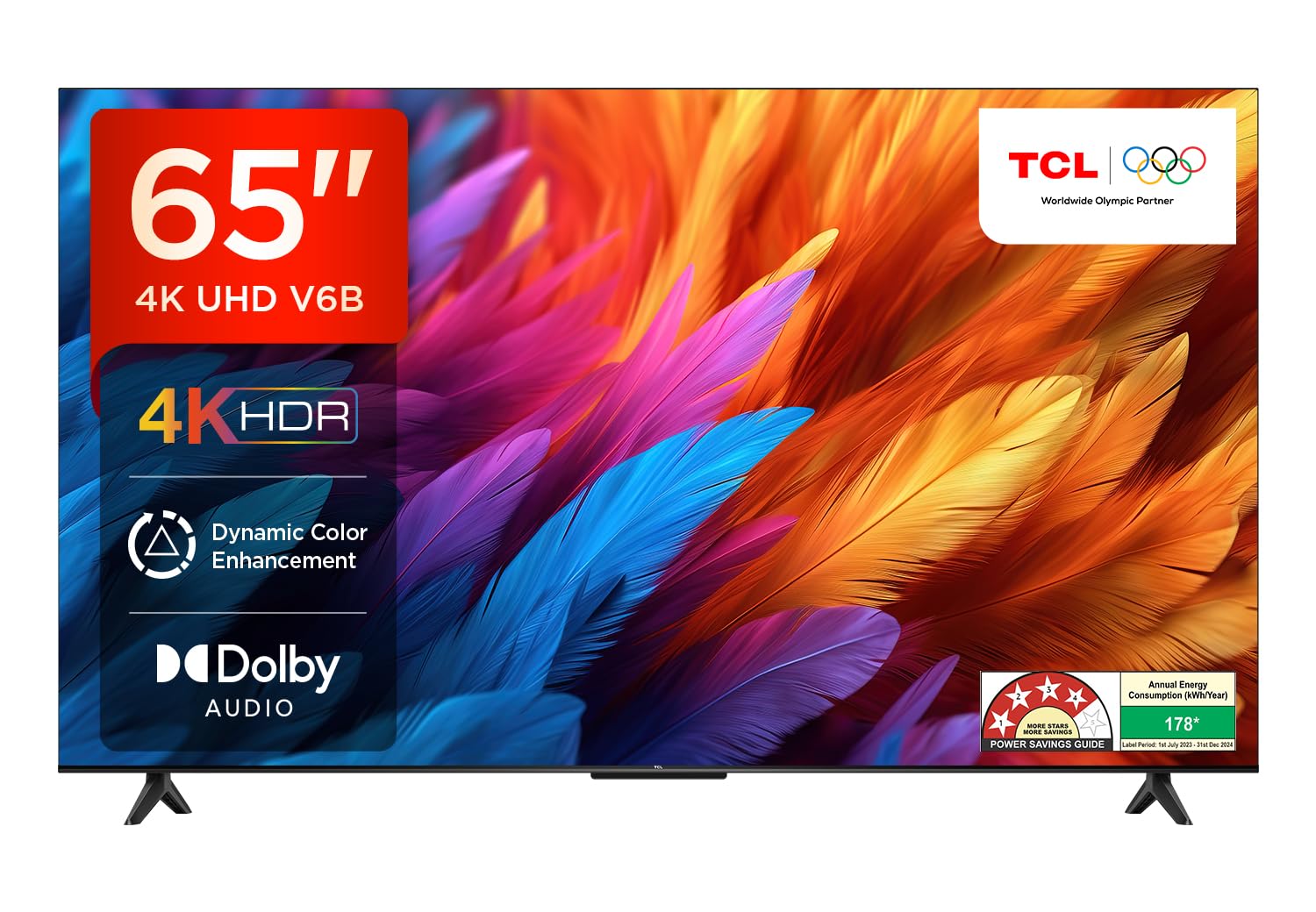 TCL 164 cm (65 inches) Metallic Bezel-Less Series 4K Ultra HD Smart LED Google TV 65V6B (Black)