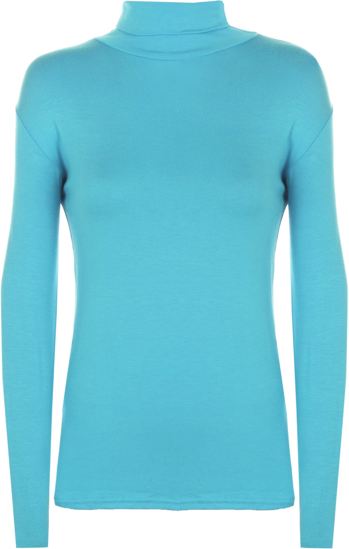 Wearall Women's Turquoise New Polo Neck Stretch Long Sleeve Plain Top Jumper 24-26