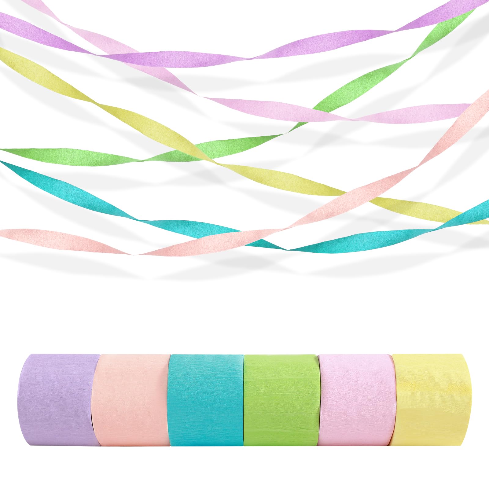Streamers Party Decorations, Party Supplies Crepe Paper Streamers 6 Colors 492ft for Birthday Decor, Baby Shower, Bachelorette Party, Wedding &amp; Party Decor (Style C)