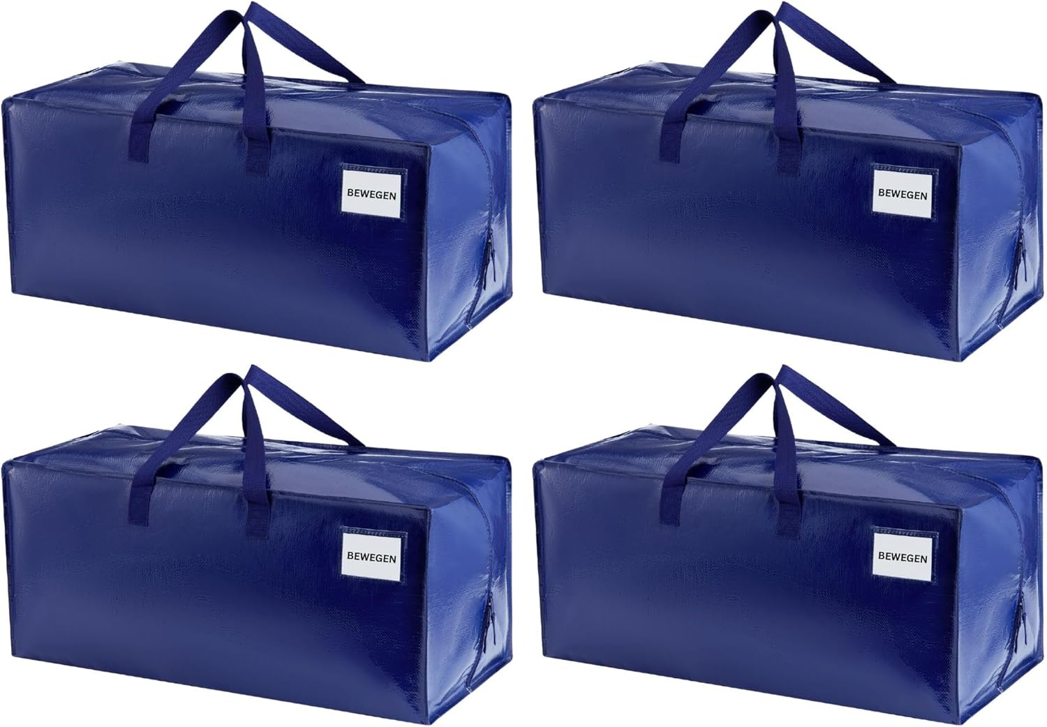 Veno Extra Large Moving Bags with Backpack Straps, Moving Helpers, Strong Handles and Zips, Clothes Storage, Laundry Bags, Reusable and Sustainable (Blue, Pack of 4)