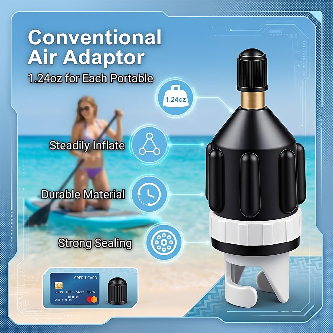 Adattatore per Pompa, 2Pcs Adattatore per Kayak, Convertitore di Valvola D'aria Multifunzionale Gonfiabile per Tavola da Surf, Paddle, Kayak, Gommoni, Barche da Pesca