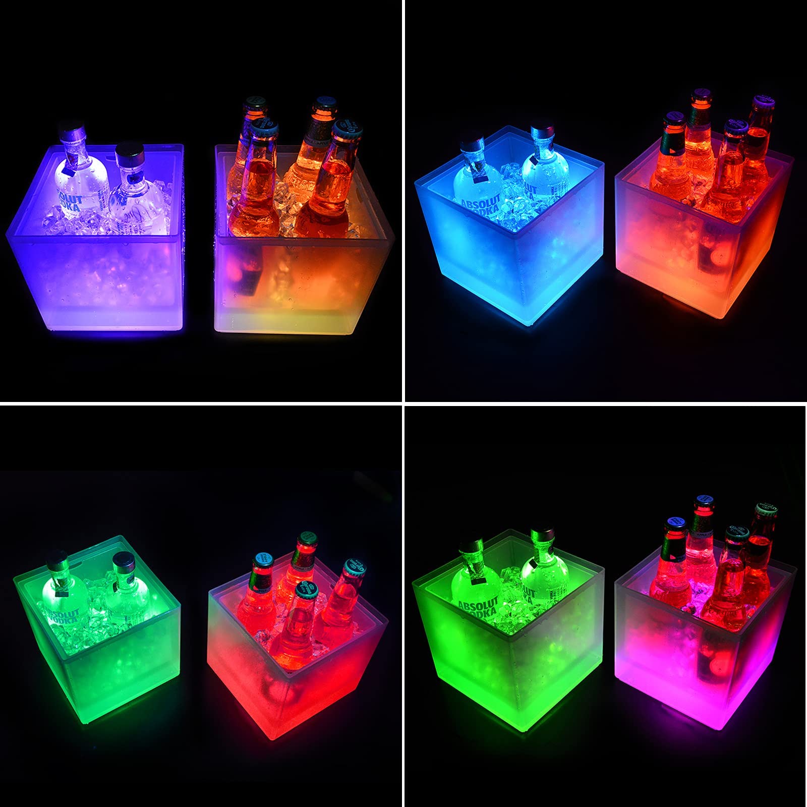 Cubo De Hielo Led De 3,5 Litros, Colorido Con Cambio Automático, Para Fiestas, Casas, Bares, Clubes, Restaurantes Temáticos, Ideal Para Congelar Vino Tinto, Cerveza
