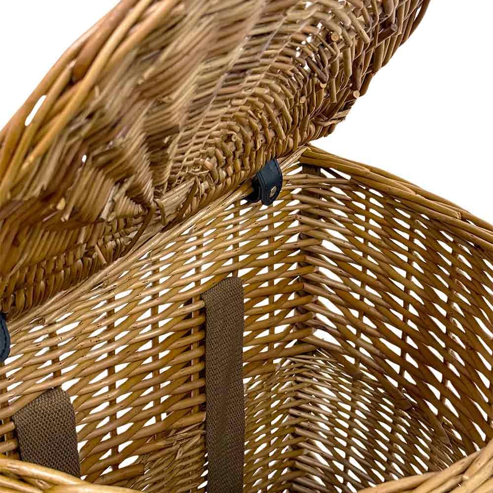 Cesto contenitore cestino in vimini gerla con coperchio e tracolla 35 cm x 23 cm h 37