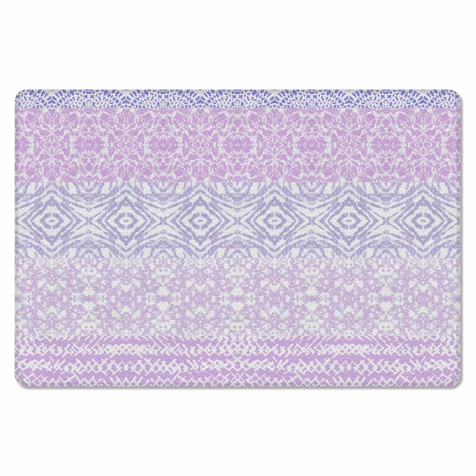 Purple Boho Antifatigue Kitchen Bath Door Mat Cushioned Runner Rug,Washable Welcome Floor Sink Mat,Waterproof Kitchen Standing Doormat,Minimalist Batik Geometric Tie Dyeing Mandala Bohemian 18