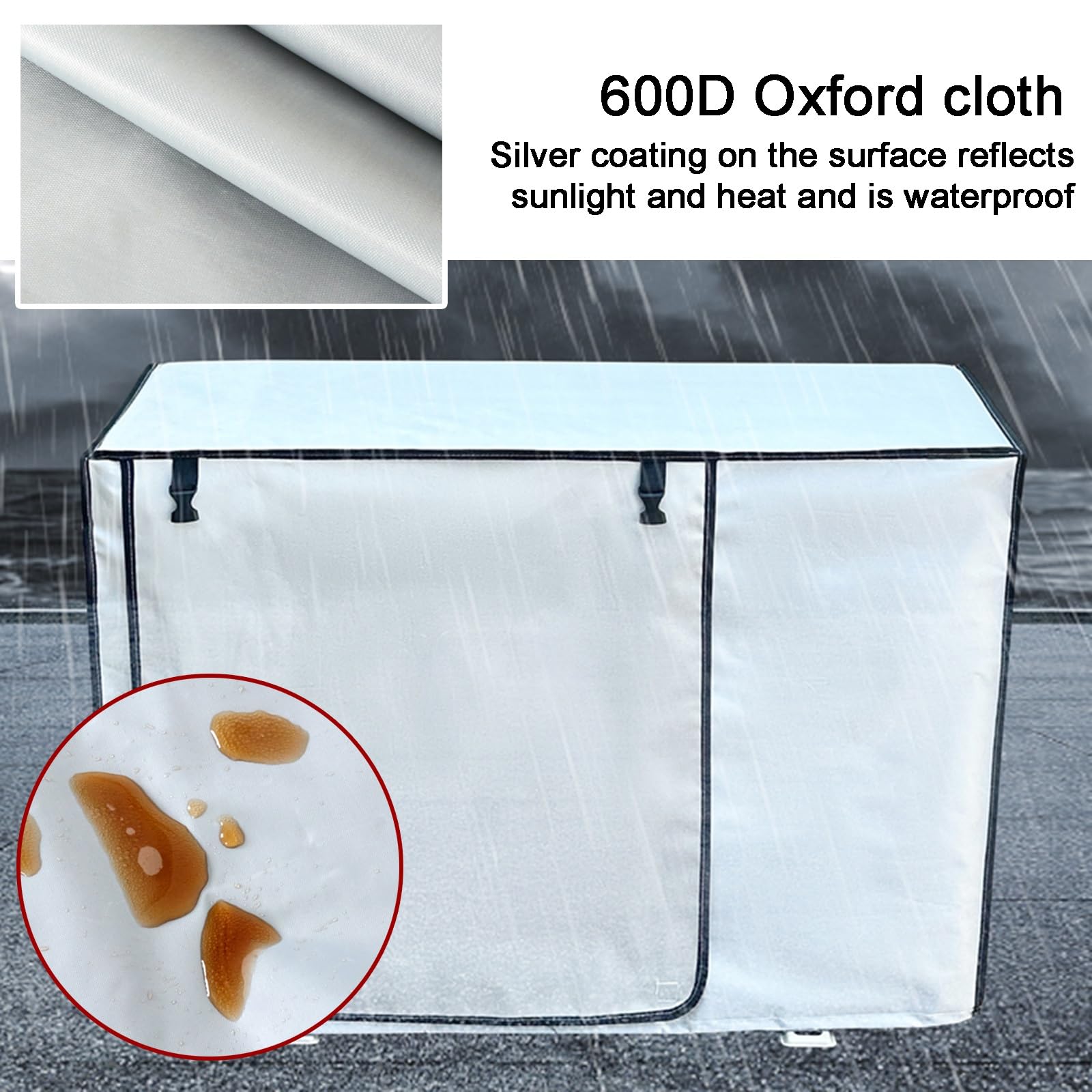 Copri Condizionatore Esterno, Copertura Condizionatore Esterno con Fibbia Fissa, Copricondizionatore a Rullo, Tessuto Oxford 600D(74x54x26cm/29x21x10in)