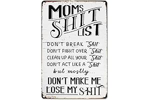 Funny Home Sign Kitchen Door Wall Decor - Moms Shit List Kitchen Sign
