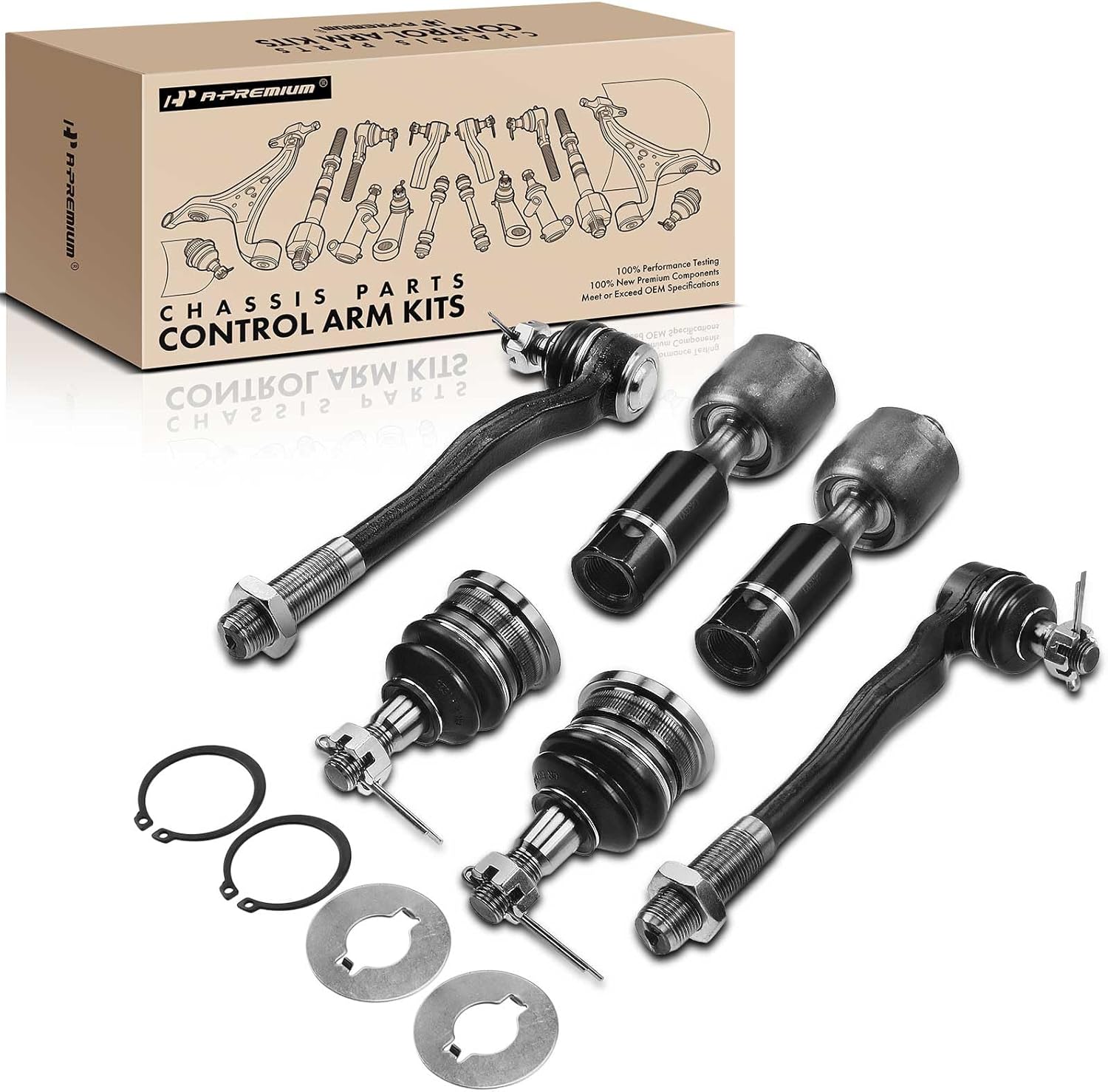 A-Premium Set of 6, Front Upper Ball Joint, Inner Outer Tie Rod End, Compatible with Toyota 4Runner 1996-2002, Sport Utility Only