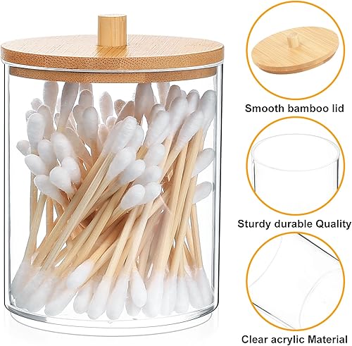 Miniatura 4 de 2 soportes Qtip, soportes dispensadores de bolas de algodón transparente, recipiente de maquillaje de hisopos de algodón, organizador de tarros de