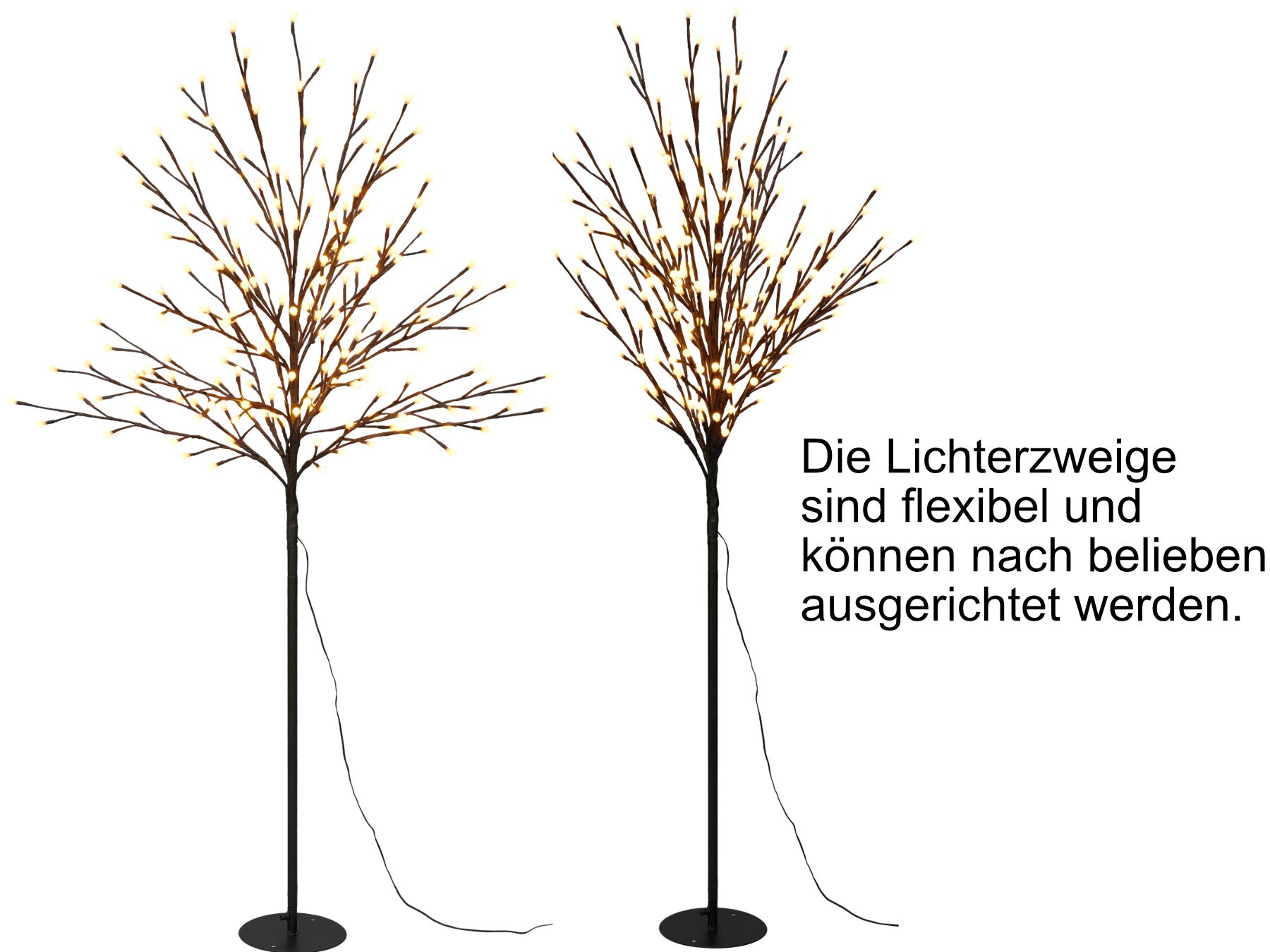 Bonetti LED Lichterbaum mit 200 warm-weißen Lichtern beleuchtet, 150 cm hoch, die Lichterzweige sind flexibel, Weihnachtsbaum mit Lichterkette