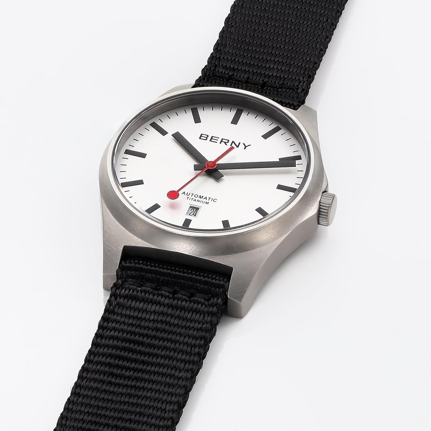 BERNY Automatic Titanium Watch for Men 10ATM Waterproof Classic Style Men's Watch Super Luminous Male Analog Mechanical Wristwatch AR Sapphire Crystal Date Calendar Birthday Present