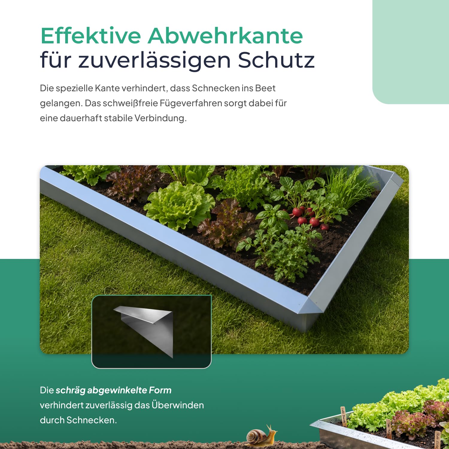 Lust Ideen aus Blech Typ 01 VDH Zink 12er Set 8 x 1,0 m Schneckenzaun und 4 x Eckverbindung 90° Weitere Auswahlmöglichkeiten