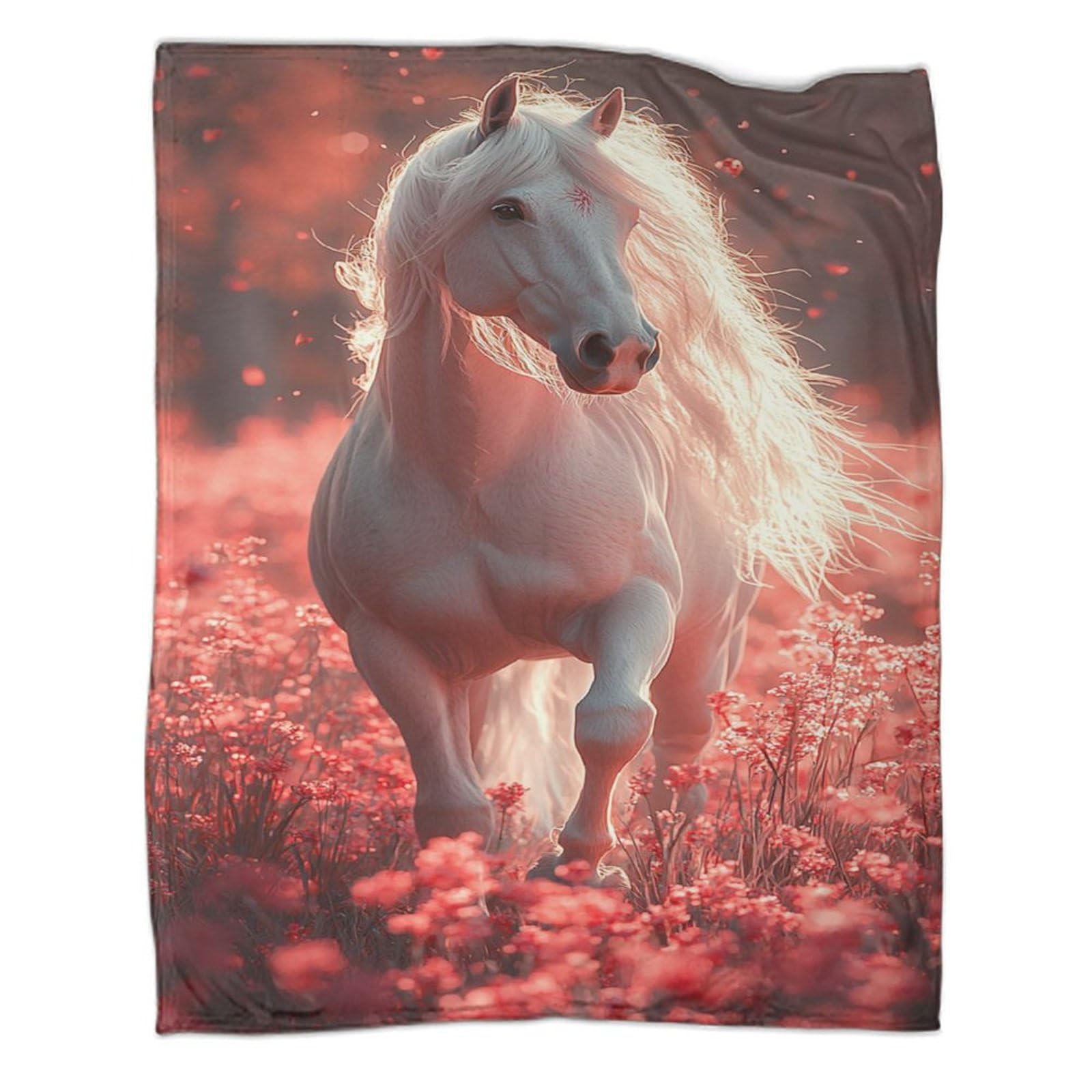 Couverture lit microfibre imprimée cheval le cadeau idéal pour décorer une chambre d'enfant