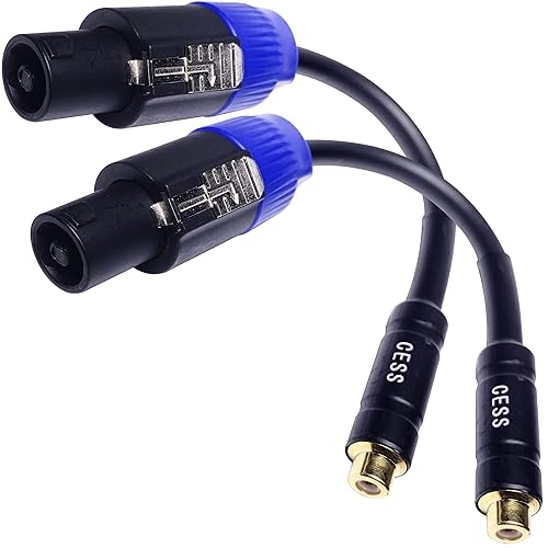 Miniatura 3 de CESS-012 RCA hembra Jack a Speakon Cable adaptador de enchufe macho, cable de conversión de señal de subwoofer, paquete de 2