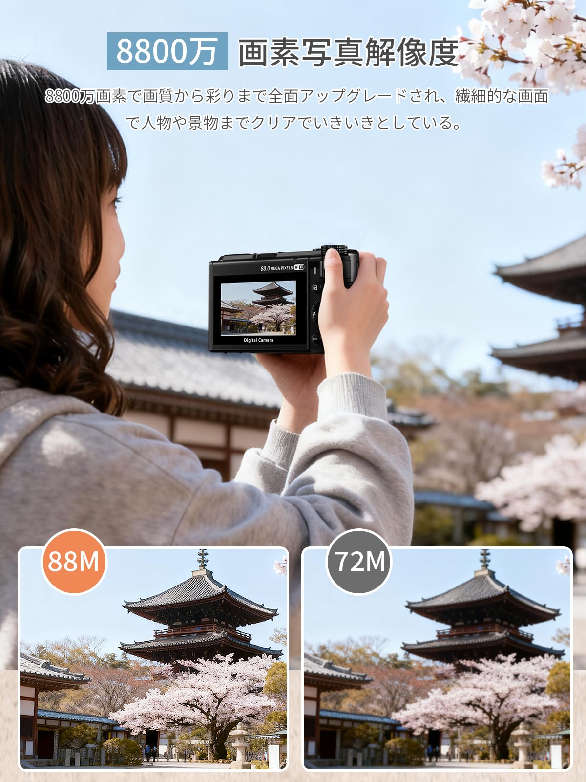 Amazon | AiMike 8K WIFI転送機能 デジタルカメラ スマホに送れる