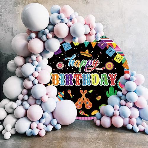 Miniatura 3 de OERJU Fondo redondo para fiesta mexicana, feliz cumpleaños, temática mexicana, telón de fondo redondo de Cinco de Mayo, carnaval, fiesta de