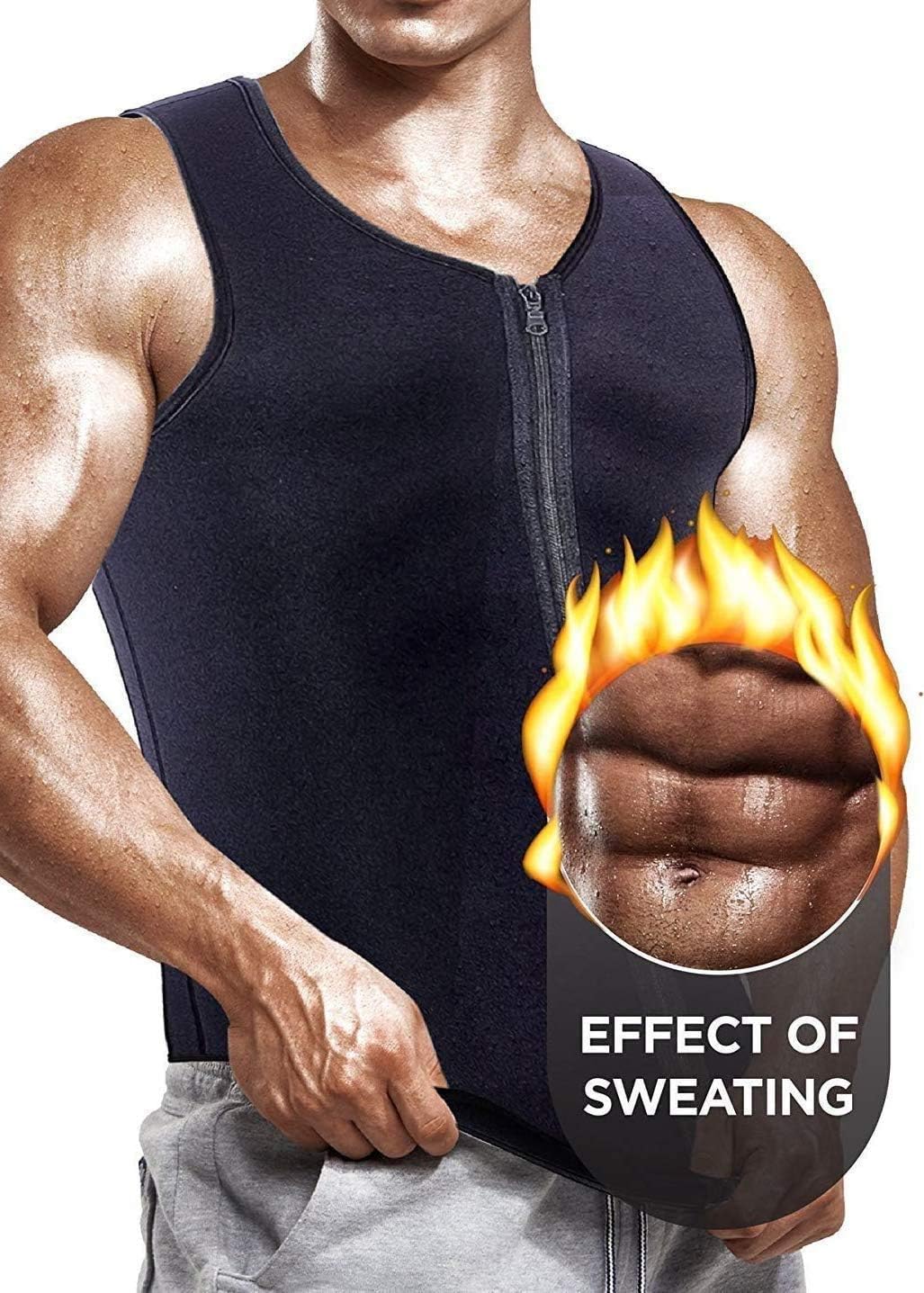 [Newest Effective] Mens Waist Trainer Vest for Weightloss Hot Neoprene Corset Body Shaper Zipper Sauna Tank Top Workout Shirt