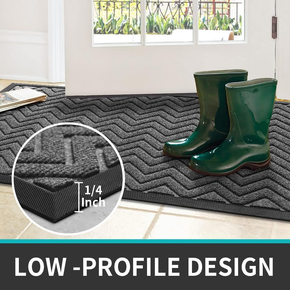 PLATU Front Door Mat Indoor Outdoor Doormat, 77x47,Durable Heavy Duty Welcome Mat, Non-Slip, Low-Profile, Easy Clean Entryway Rugs (BLUE)