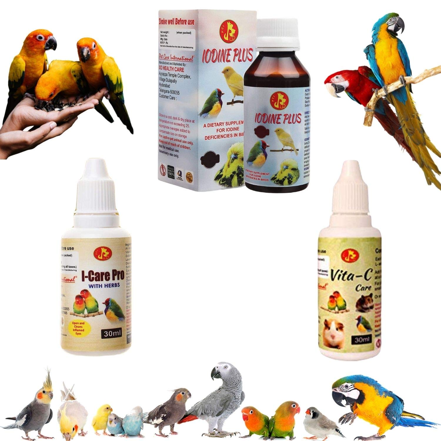 Pet Care International (PCI) Combo I-CarePro, Iodine Plus, Vita-C || Provide Essential Vitamins & Minerals for Healthy Bird Healthcare || 30ml (B08Z3NWPQN) Amazon Price History, Amazon Price Tracker