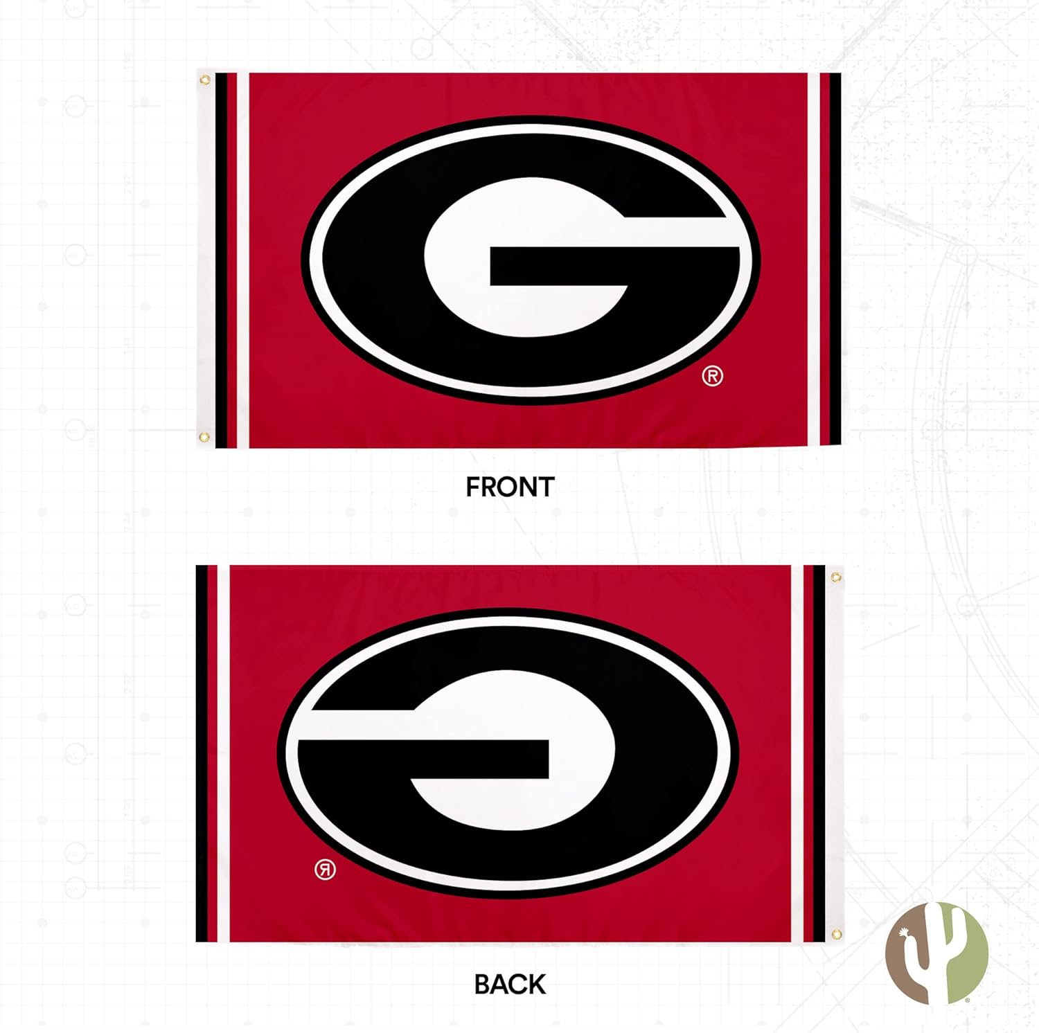 Desert Cactus University of Georgia Flag Bulldogs UGA Dawgs Banners 100% Polyester Indoor Outdoor 3x5 feet Flags (Design K) - Image 2