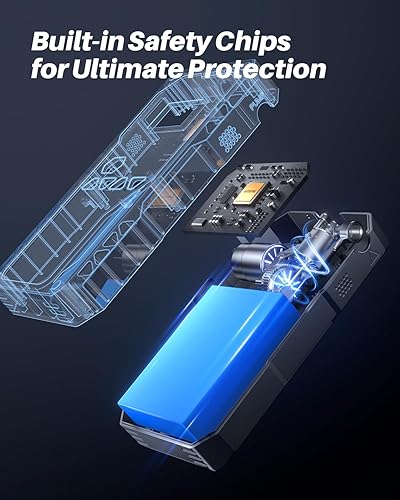 Miniatura 7 de AUTOONE Arrancador de 5000 A con compresor de aire (todo gasolina10L diesel), batería de coche de 150 PSI arrancador portátil, inflador de