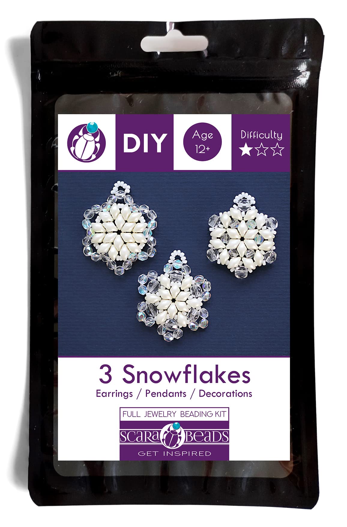 Kit de abalorios de copos de nieve para tardes de joyería en casa