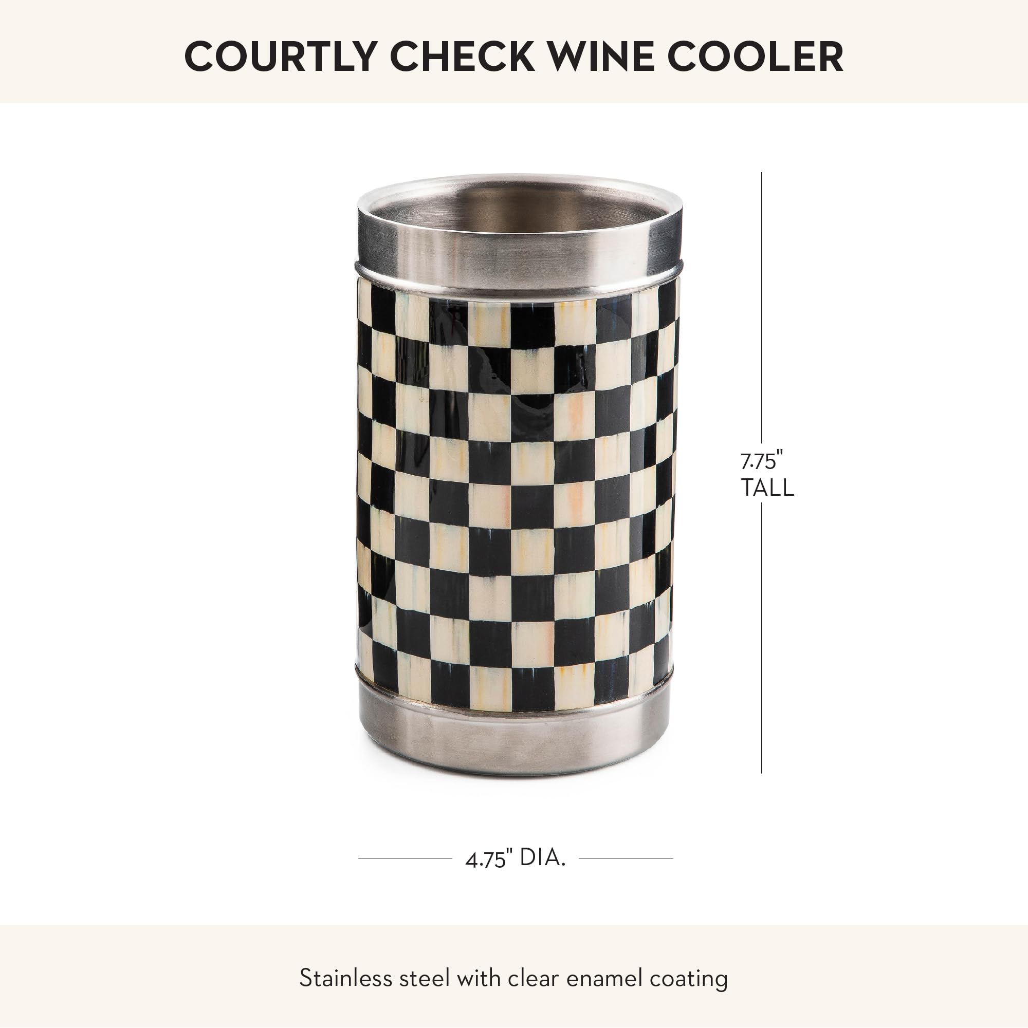MACKENZIE-CHILDS Wine Bottle Cooler, Black-and-White Courtly Check — Amazon image 3
