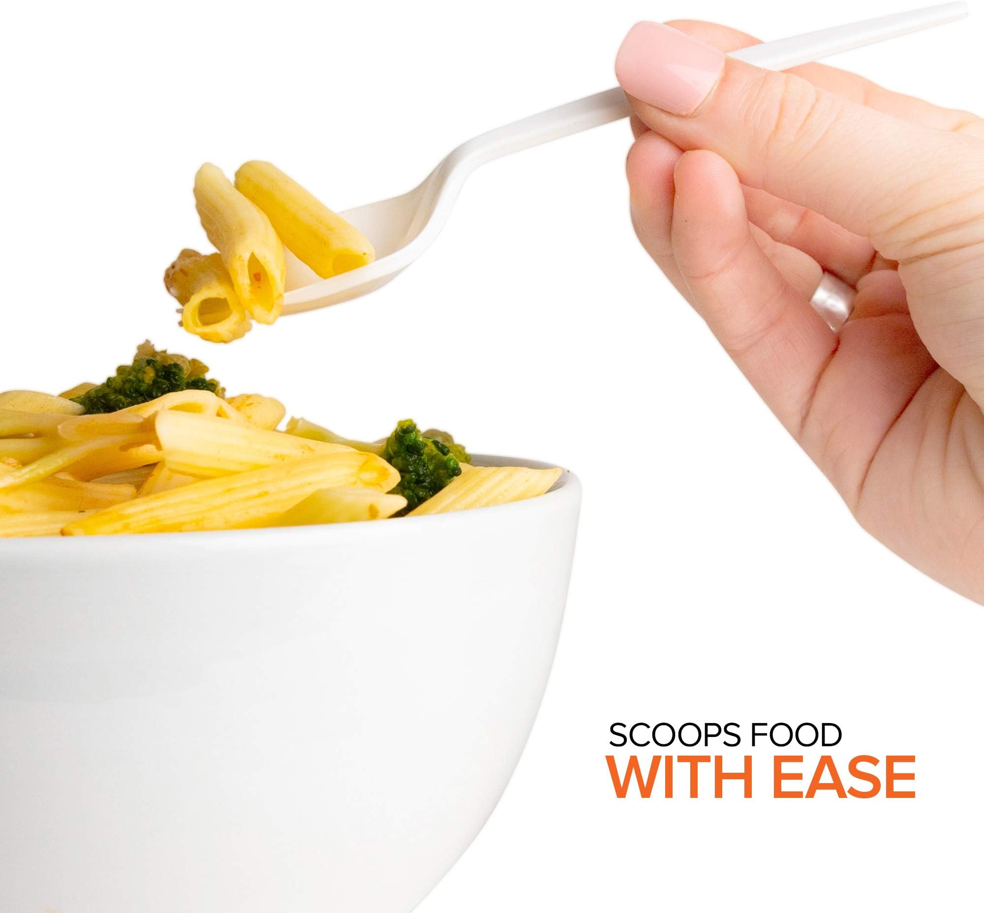 Stock Your Home 100 Disposable Sporks, White Plastic Sporks – Kid Safe 2 in 1 Utensils – Fork Spoon Perfect for School Lunch, Picnics, Catered Events, Restaurants and Kids Birthday Parties