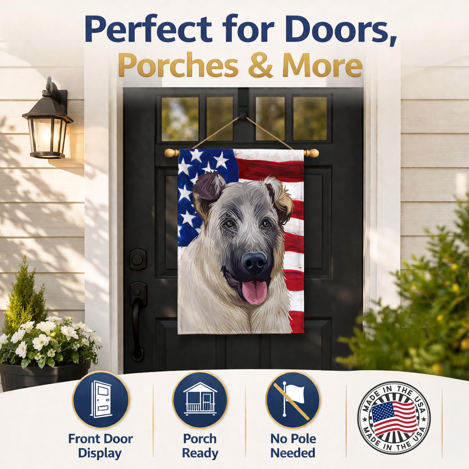 Caroline's Treasures CK6584CHF - Bandiera americana a forma di cane, misura grande, multicolore