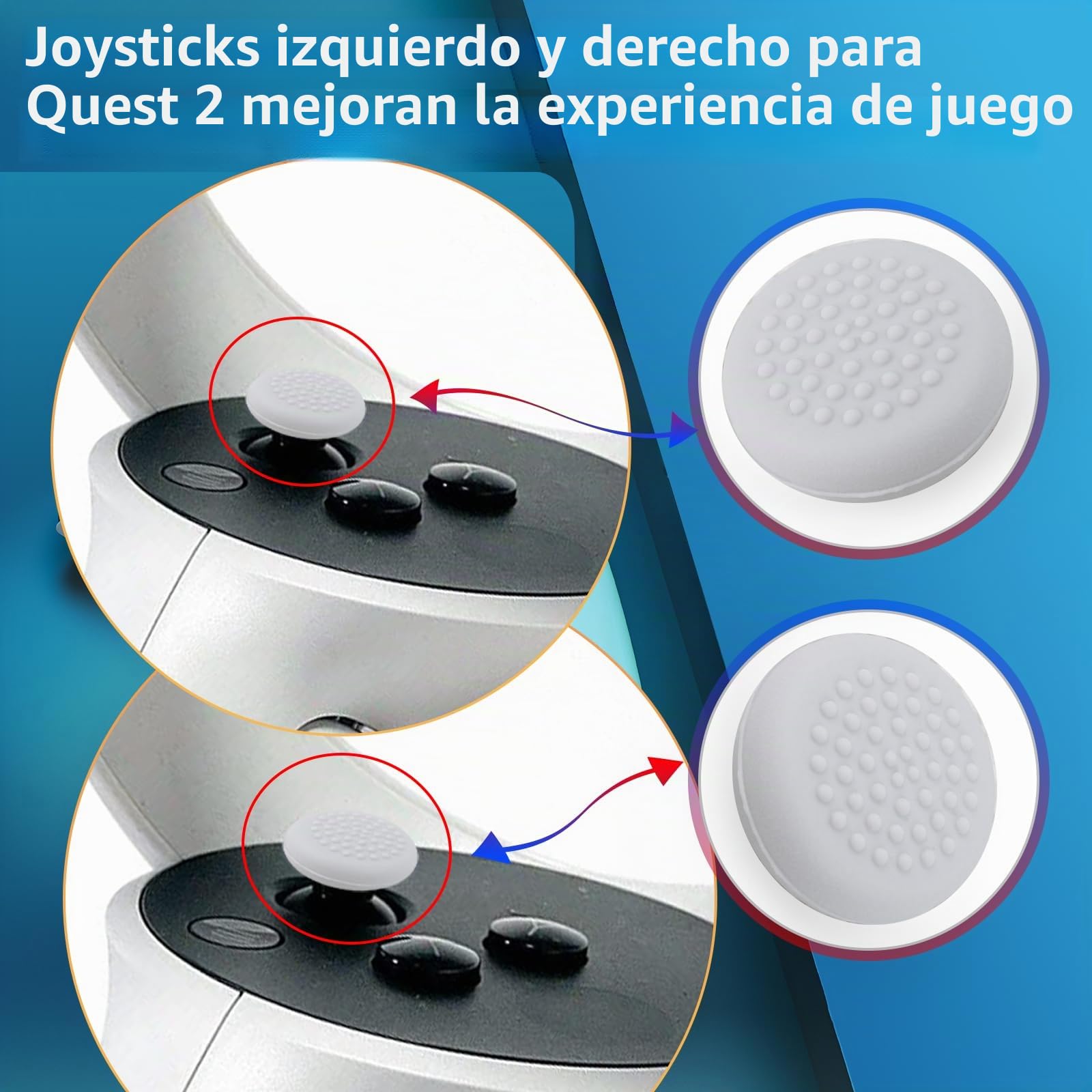 RongZy Joystick Analógico de Repuesto para Oculus Quest 2 Reemplazo de Sensor del Joystick Analógico para Meta Quest 2 Controlador Accesorios de Repuesto de Tapa de Joystick con Herramientas