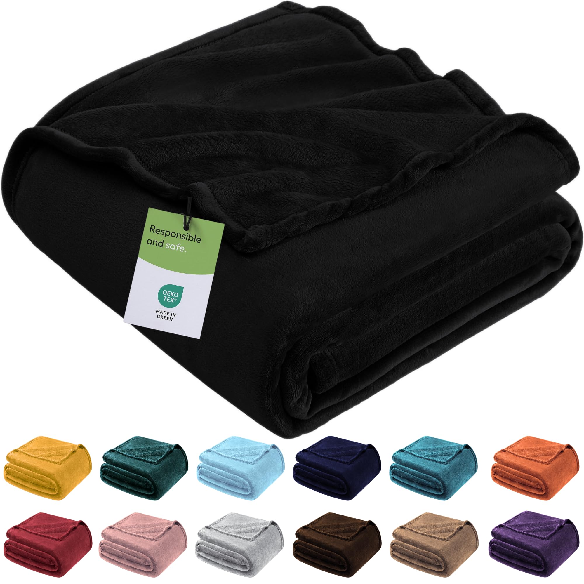 BedLooms Fleece Blanket Black Queen Fluffy Blankets and Throws for Bedroom