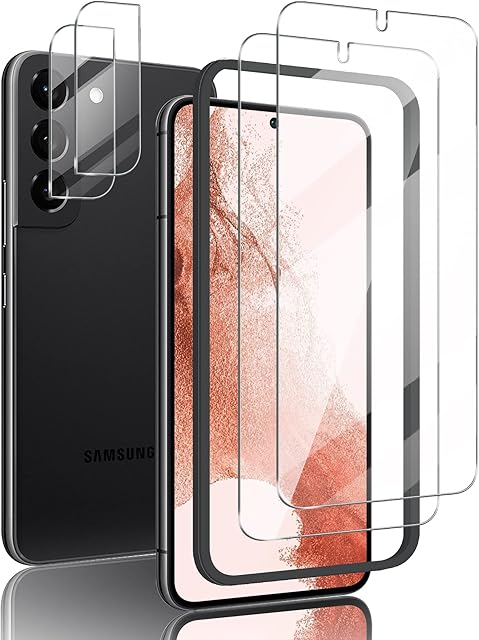 (2+2+1)For Samsung Galaxy S22 Plus Screen Protector[2 Pack]+ Camera Lens Protector[2 Pack]+ Installation Frame, Easy Installation, Bubble Free, Anti-scratch, Tempered Glass Protective for Galaxy S22+