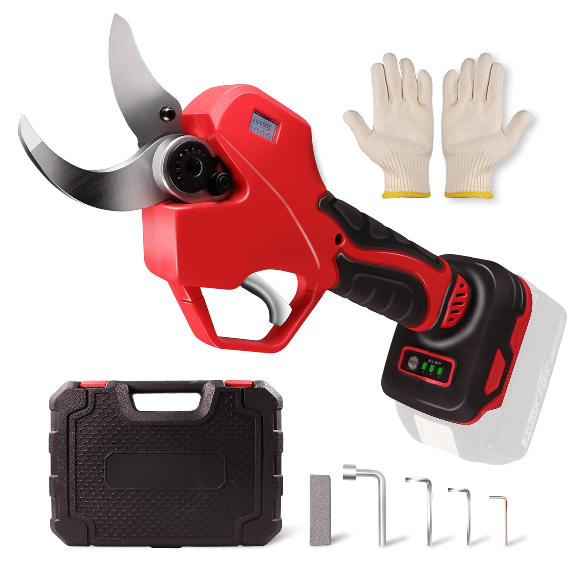 Tijeras de podar eléctricas con batería compatible con Makita 18 V, motor sin escobillas de 500 W y convertidor de batería, potencia máxima de corte de 25 mm, pantalla LCD y para podar árboles