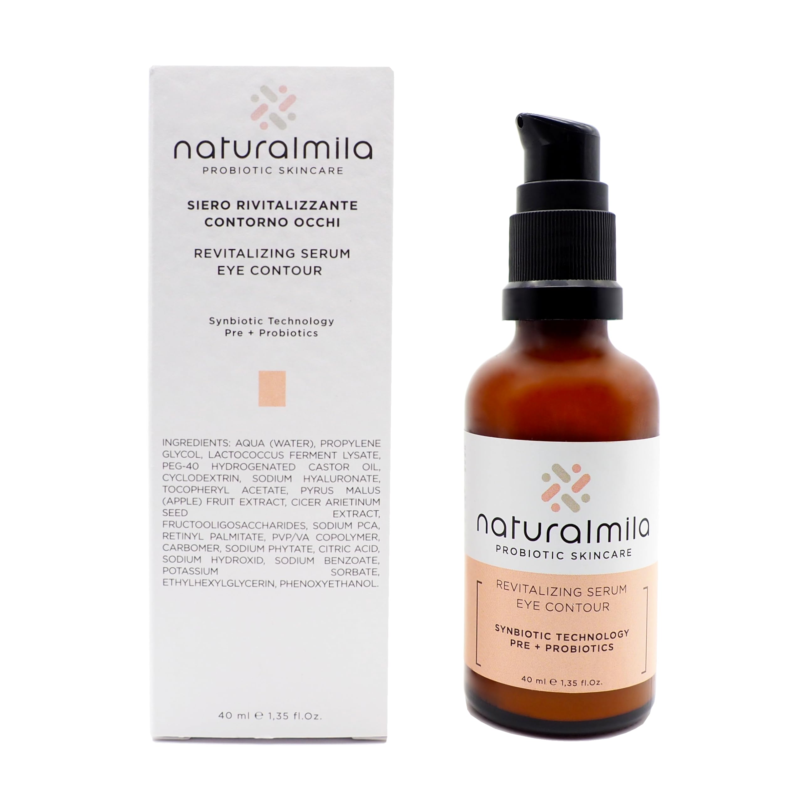 Naturalmila – Siero Contorno Occhi Antirughe Probiotico e Rivitalizzante con Acido Ialuronico, riduce Borse e Occhiaie, Idrata in profondità – Dermatologicamente Testata - eye serum lifting, 40 ml