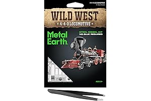 Metal Earth Fascinations Wild West 4-4-0 Locomotive 3D Metal Model Kit Bundle with Tweezers