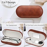 Vista 24 de Fintie Funda para lentes de contacto 2 en 1 y funda para gafas, soporte de viaje portátil de doble cara para lentes con espejo integrado, pinzas