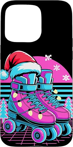 Vista 31 de Christmas Synthwave Rollerskate Rollerskater Rollerskating Case for iPhone 16