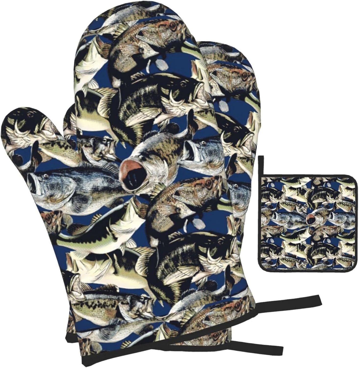 Fish Pattern Print Heat Resistant Microwave Gloves, Used for Baking, Cooking, and Fashion Kitchen Essentials