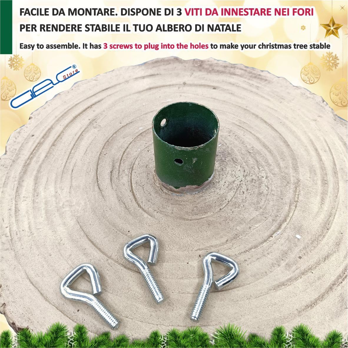 Base Tronco per Albero di Natale - Diametro 30 cm Altezza 36 cm Stabilità e Stile per le Tue Festività (36x30x24 cm)