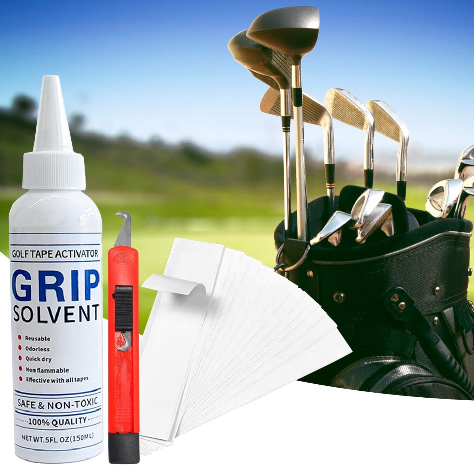 Golf-Griff-Set | Grip Solvent Golf Grip Tape Streifen Hakenklinge Golf-Griffbandstreifen, Golfschläger-Griff-Reparatur-Sets, Golf-Griff-Installationsset für Regrip-Golfschläger