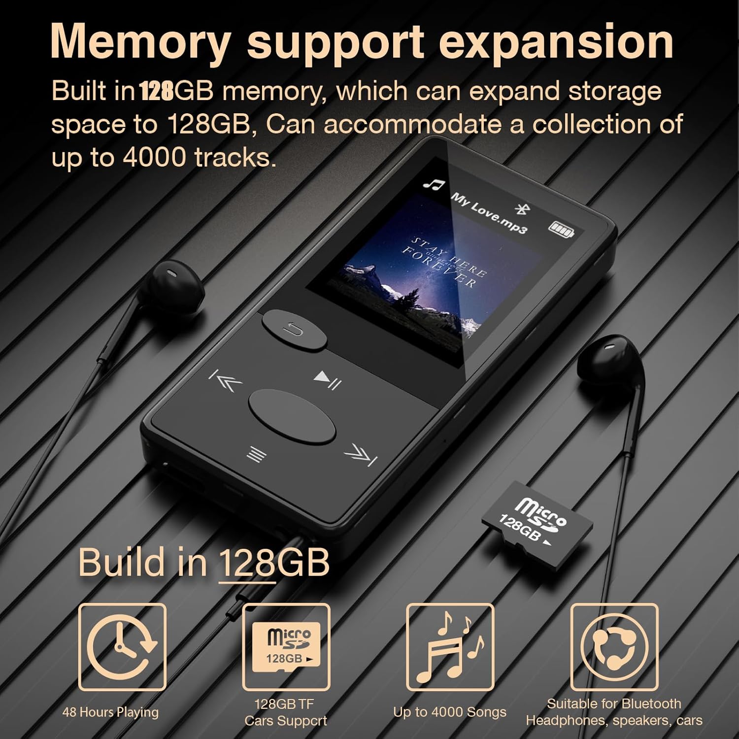 MP3 player showing memory expansion with TF card