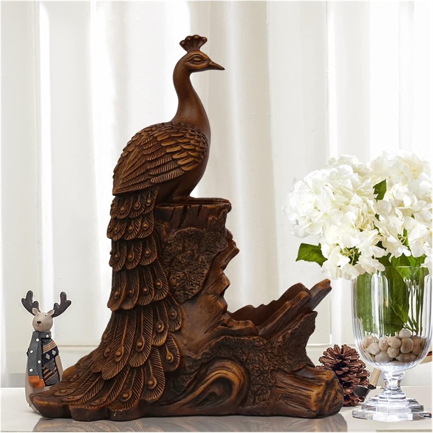 Rustic Wine Bottle Rack Storage Elegant Peacock Resin Wine Rack Single Bottle Tabletop Holder